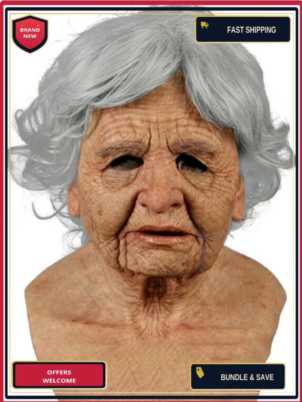 Realistic Old Man Latex Mask Creepy Wrinkle Halloween Cosplay Costume Accessory